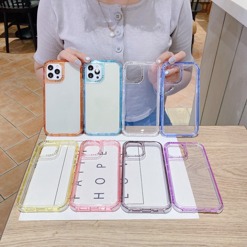Ốp Điện Thoại Trong Suốt Chống Sốc 3 Trong 1 Cho iPhone 14 13 12 11 Pro Max XS XR X 7 8 Plus + SE 2020