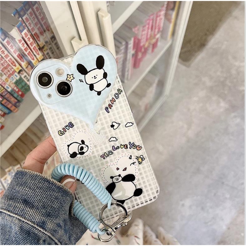Ốp lưng iphone Ốp Điện Thoại tpu Họa Tiết Trái Tim Hoạt Hình Có Dây Đeo Cho iPhone 13 12Pro 11/6/7/8Plus/Xr/Xsmax/Mini Dinuo case