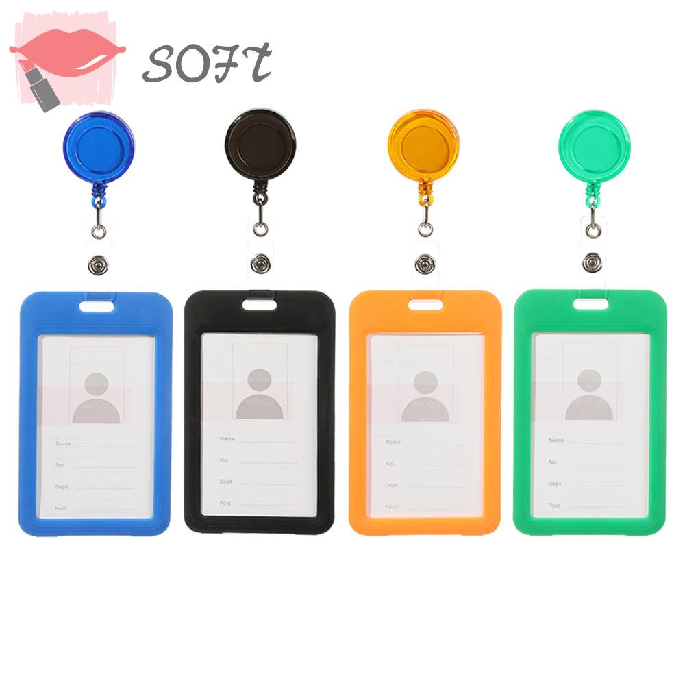 Bao Đựng Thẻ ID Bằng Nhựa Cứng Nhiều Màu Dây Nối Có Thể Thu Vào Tiện Dụng