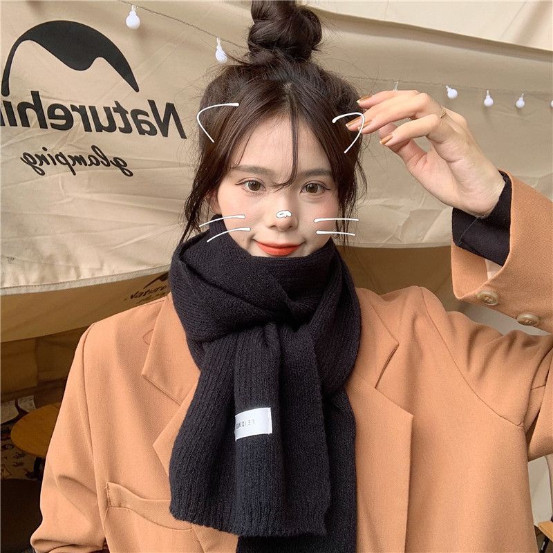 Khăn Choàng Dệt Kim Dày Dặn Giữ Ấm Mùa Thu Đông Phong Cách Nhật Hàn