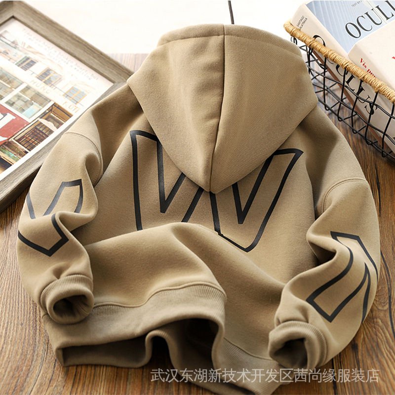 Áo Hoodie Lót Lông Cừu Dày Một Mảnh Phong Cách Mới Mùa Thu Đông Cho Bé Trai