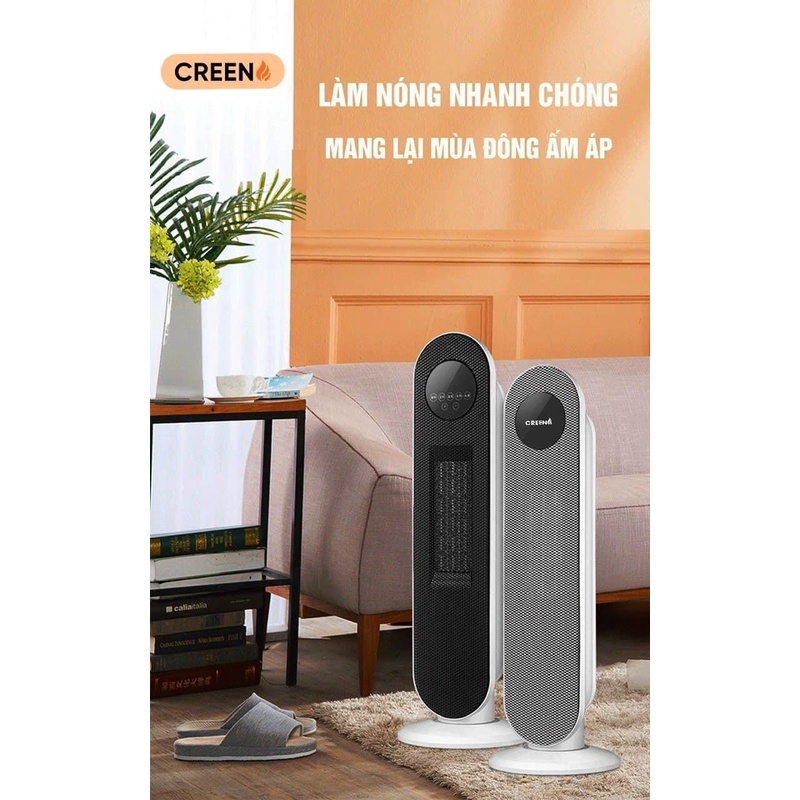 Máy Sưởi Gốm Cao Cấp CREEN- An TOàn Cho Trẻ Nhỏ - Tự Ngắt Điện Khi Nghiêng Đổ
