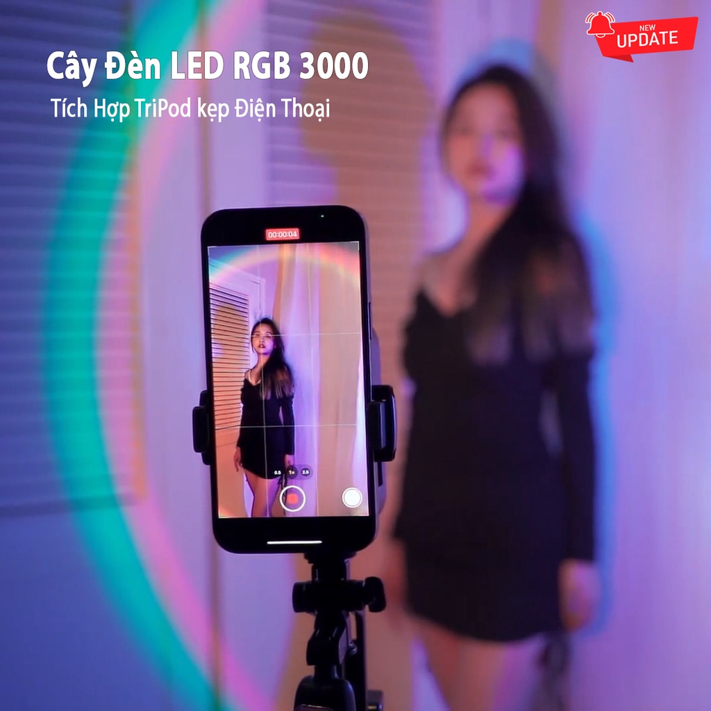 Đèn hỗ trợ quay phim chụp ảnh cầm tay RGB3000, chụp ảnh nền, quay tiktok, livestream, kết nối với gậy selfie, camera