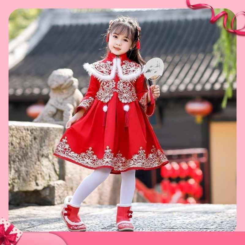 Bộ Hán Phục Phong Cách Trung Hoa Cổ Điển Mừng Năm Mới Cho Bé Gái