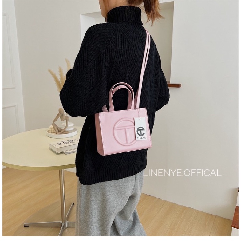 Túi TELFAR NICHE khóa zip màu hồng nhạt thời trang cho nữ phong cách châu âu