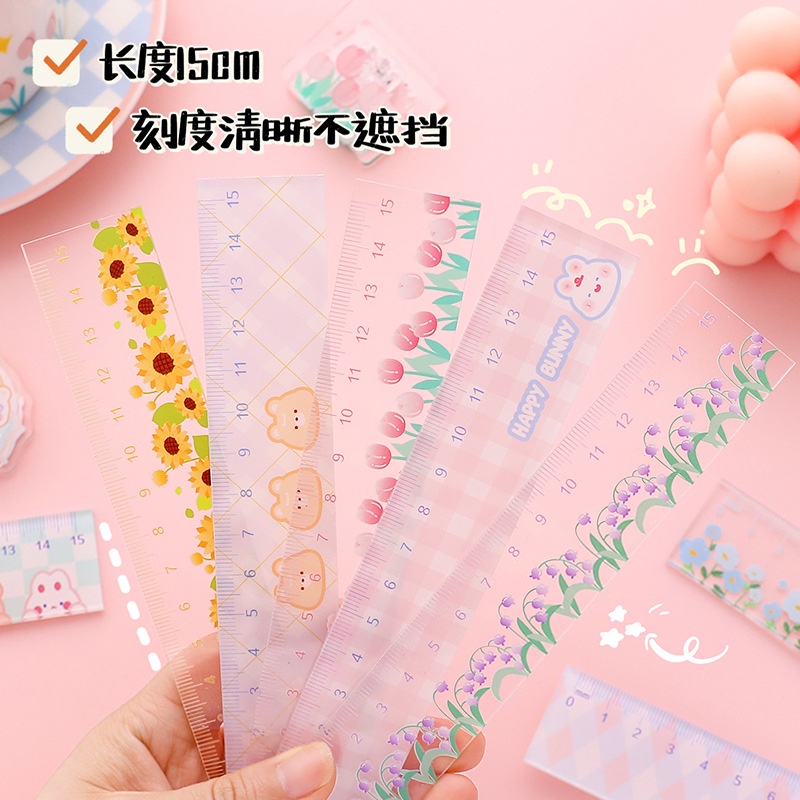 Thước Đo 15cm Họa Tiết Hoa Dễ Thương Sáng Tạo