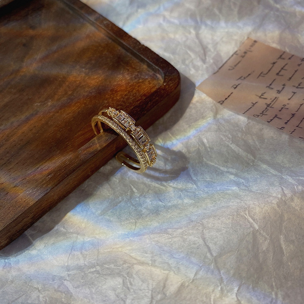 Nhẫn Thép Titan Mạ Vàng Đính Đá Zircon Phong Cách Hàn Quốc Thời Trang Cho Nữ