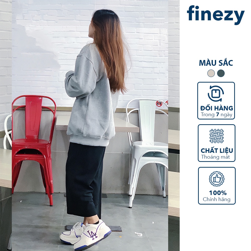 Áo sweater unisex Finezy, 2 màu ghi xám và đen, form rộng, chất nỉ bông cao cấp, dày dặn ấm áp