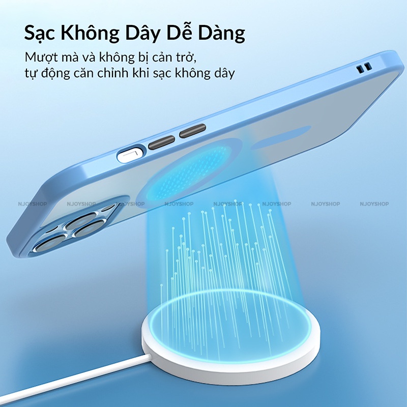 Ốp Hỗ Trợ Sạc Không Dây Likgus Trong Suốt Chống Ố Vàng Viền Màu Bảo Vệ Camera Cho iP 13 14 Pro Max Njoyshop