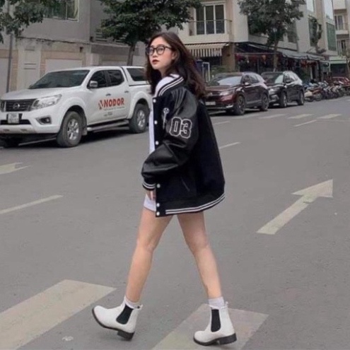 F8 Áo khoác varsity jacket MLB NY nỉ dày dặn phối tay da,Áo bomber nỉ form rộng nam nữ unisex BiluxOfficial