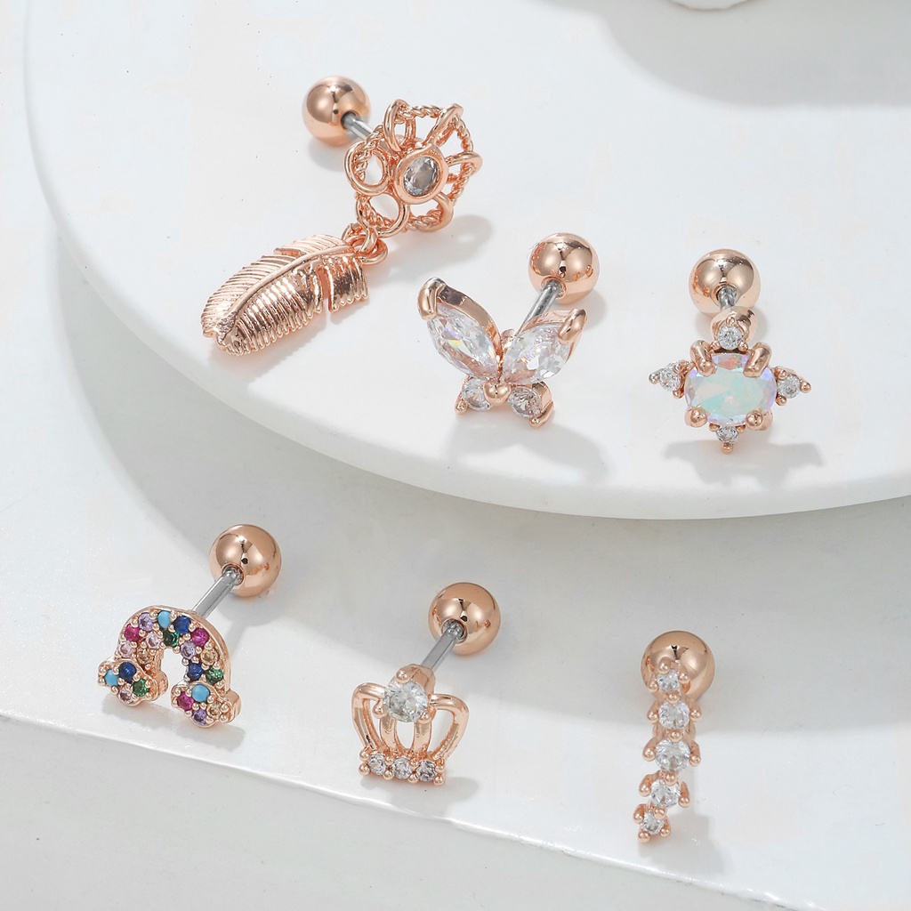 Bông tai S925 Bông tai vương miện bạc Không gây dị ứng Bông tai Nữ Trang sức thời trang