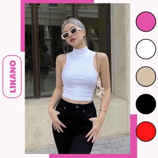Áo croptop nữ kiểu ôm, áo thun croptop cổ lọ sát nách chất vải cotton mềm mịn LIKANO CRT27 ơi ko