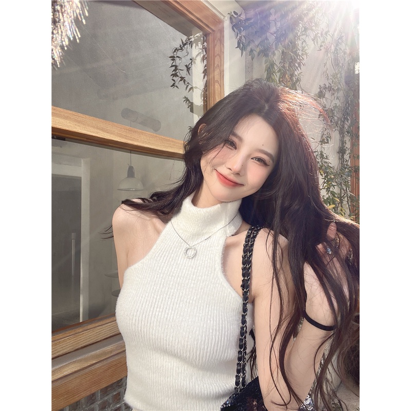 ZHELIHANGFEI Áo Dệt Kim Hai Dây Lưng Cao Kiểu Dáng Quyến Rũ Cho Nữ