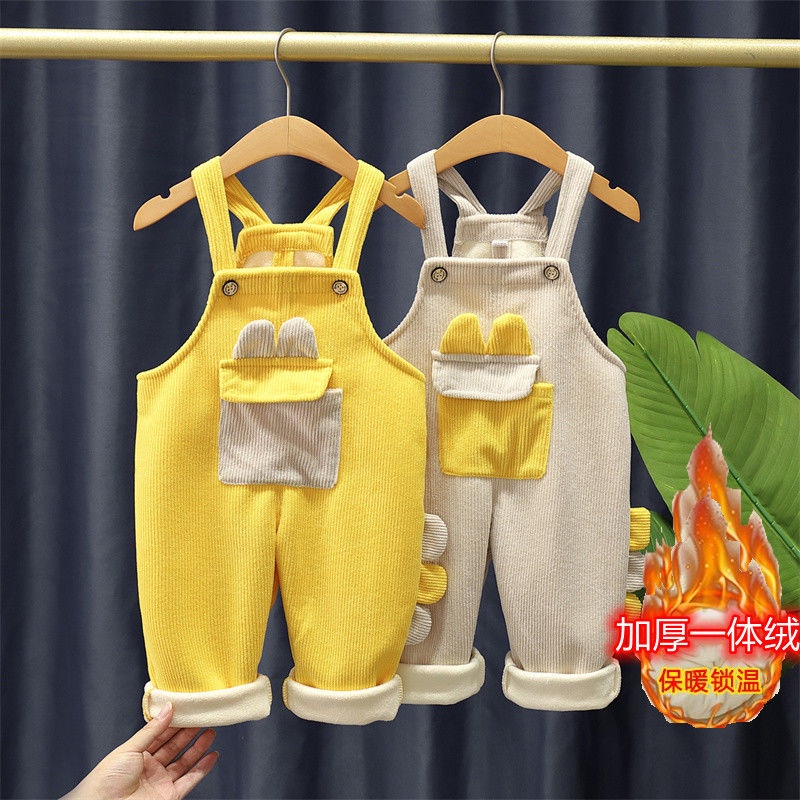 Quần Yếm Vải Nhung Form Rộng Phong Cách Phương Tây Cho Bé