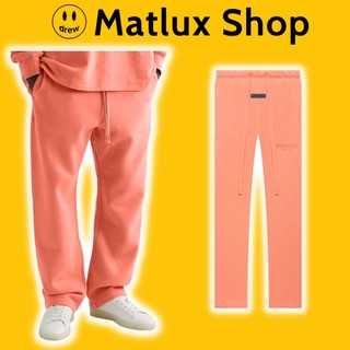 Quần pants fear of god fog essentials relaxed coral 22ss cao cấp, quần nỉ nam essentials in chữ nhung chất liệu nỉ bông