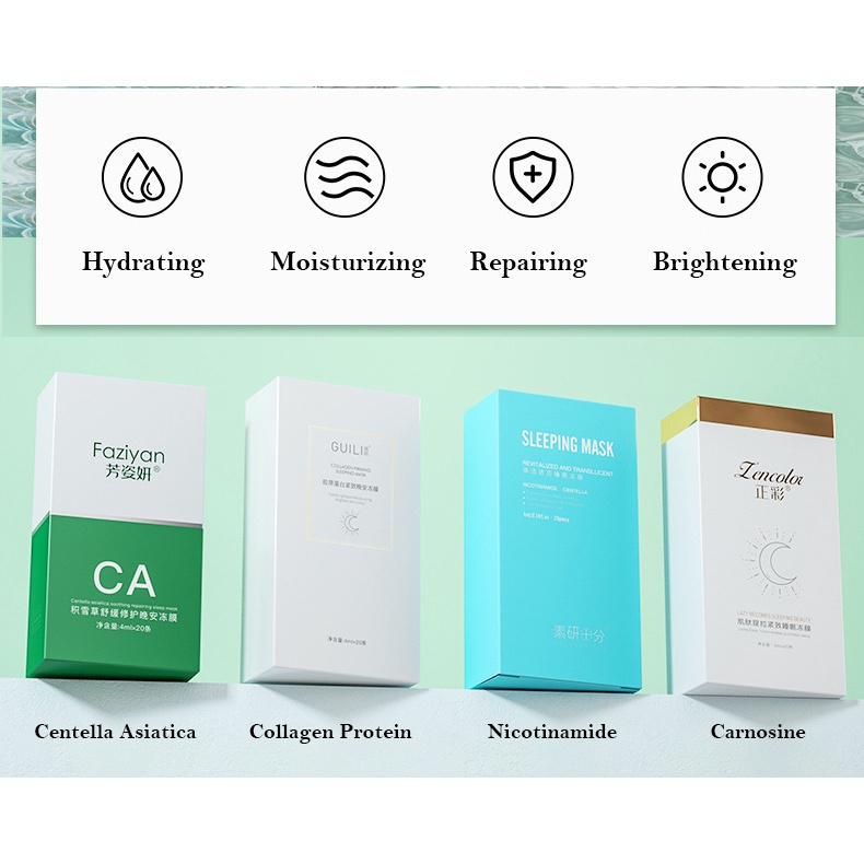 Set 20 Mặt Nạ Ngủ Dưỡng Ẩm Làm Săn Chắc Da Mặt Dành Cho Nam Và Nữ