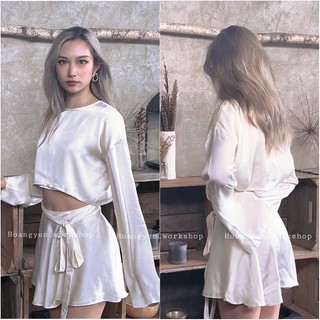 Set Victoria & Ballerina - set lụa satin chân váy quấn eo