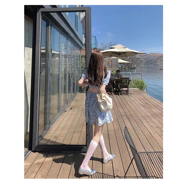 Enjoy Freedom Đầm Dáng Rộng Họa Tiết Hoa Xinh Xắn Thời Trang Theo Phong Cách Hàn Quốc Cho Nữ