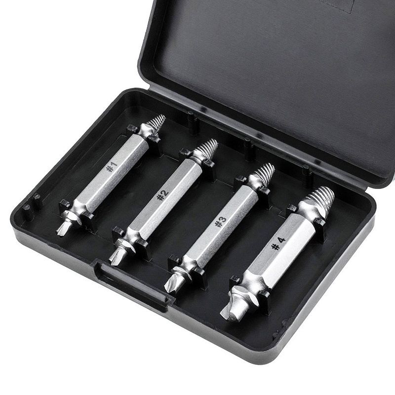 Bộ Dụng Cụ Gồm 4 Mũi Khoan, Dùng Để Tháo Ốc Vít, Bu Lông Bị Hư, Mòn