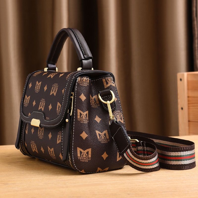 Túi đeo chéo IELGY bản rộng in họa tiết phong cách cổ điển thời trang cho nữ