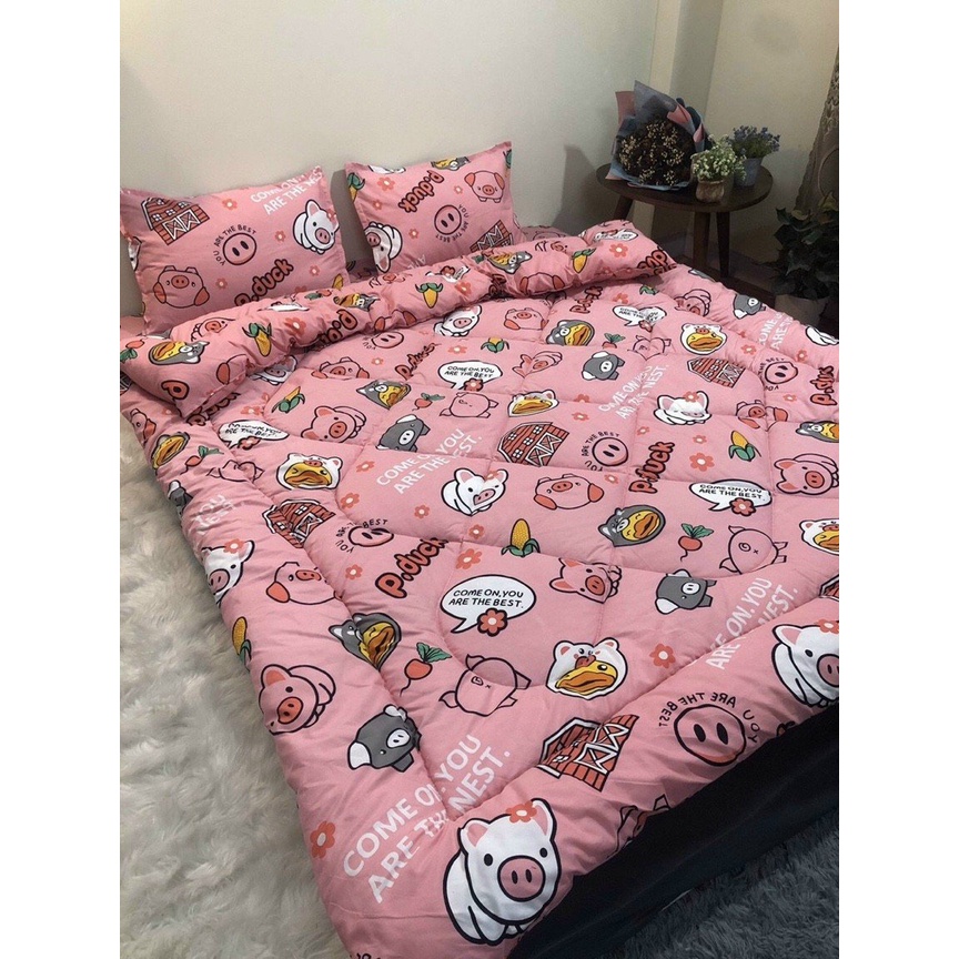 (Giá rẻ) Chăn phao Gấu kẻ vuông trần bông dày loại 1 bông hơi siêu nhẹ m8-2m cao cấp giữ nhiệt tốt may liền vỏ kèm ruột