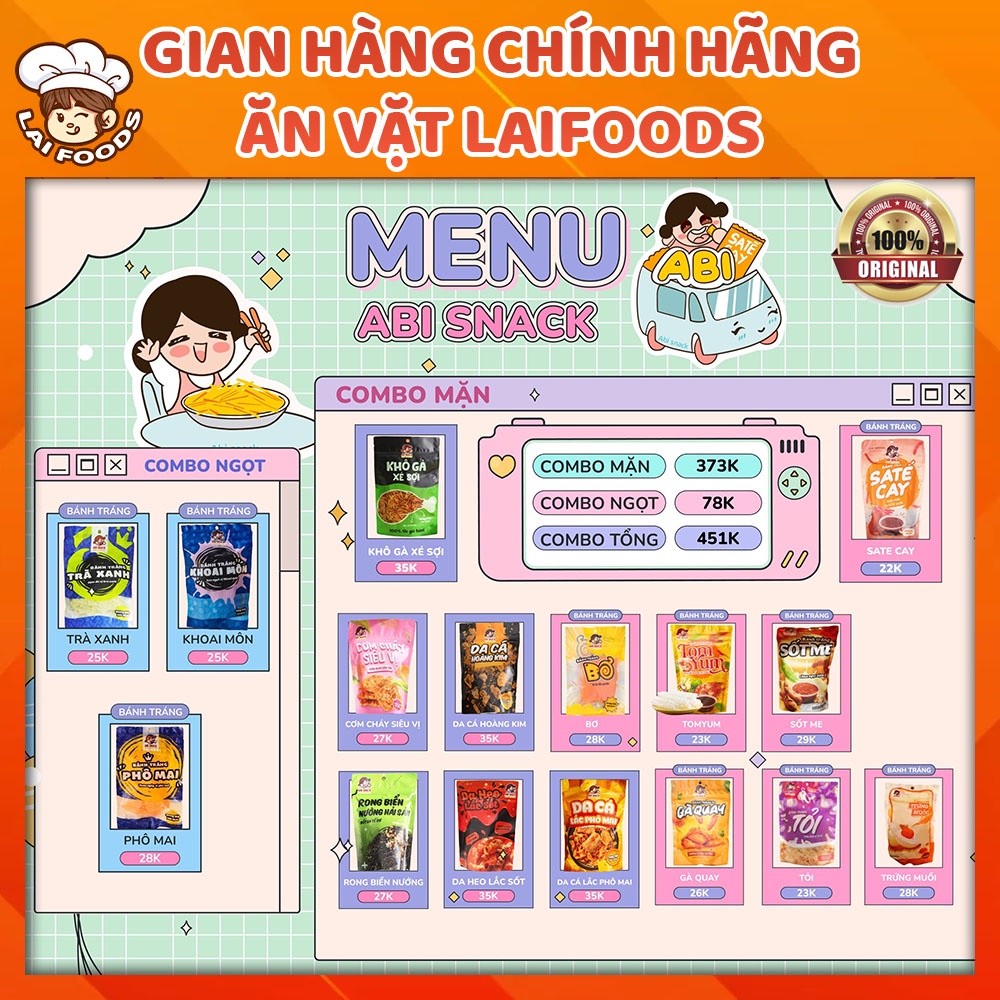 FULL MENU BÁNH TRÁNG ABI (TẶNG MÓC KHOÁ ABI )