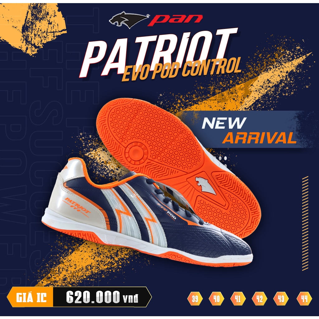 Giày đá banh đế bằng sân futsal Pan Thailand Patriot Evo Pod Control IC