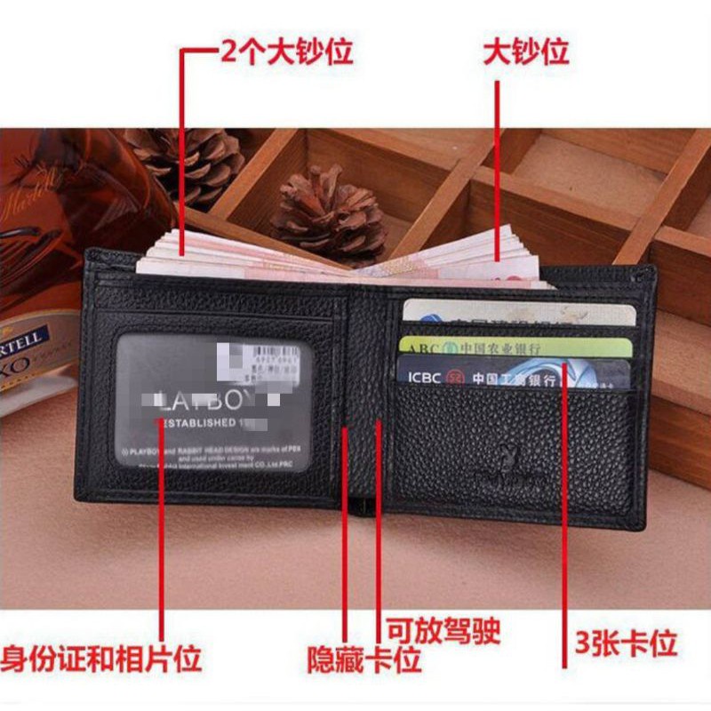 Playfoy Ví Da Ngắn Gập Đôi Phong Cách Cổ Điển Cho Nam