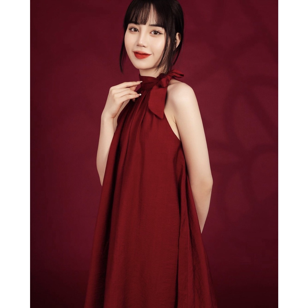 Áo dài cách tân - Thư Di - Set váy yếm đũi kèm mấn cách điệu