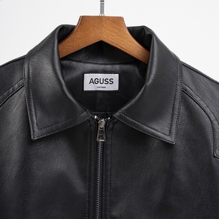 Áo jacket da biker cổ v