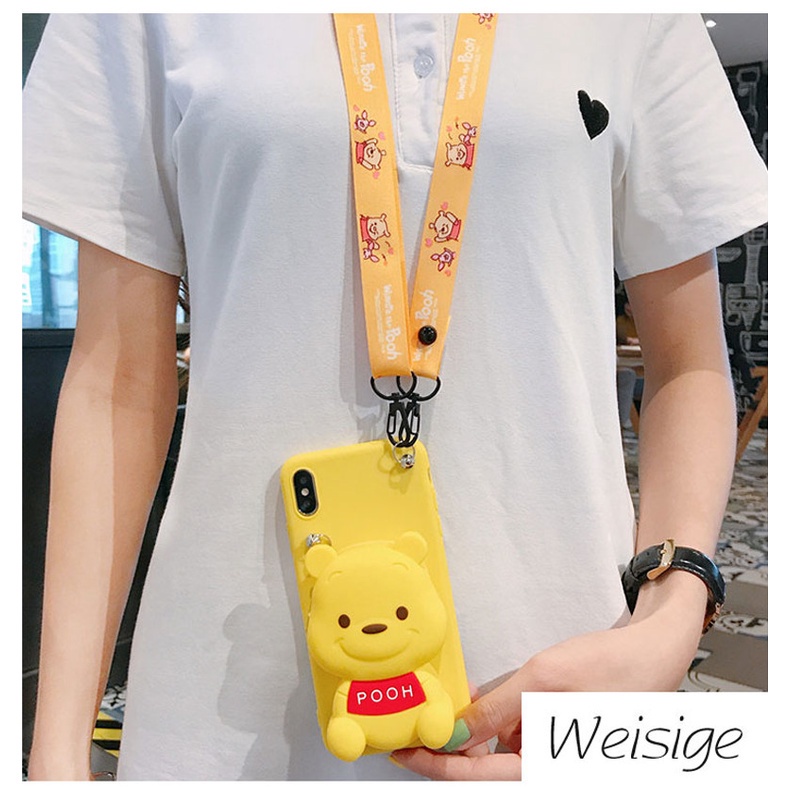 Ốp Điện Thoại Mềm In Hoạt Hình Kèm Ví Và Dây Đeo Cho IPhone 14 13Pro 12Promax 11 X XS XR XSMAX 5 6 7 8Plus