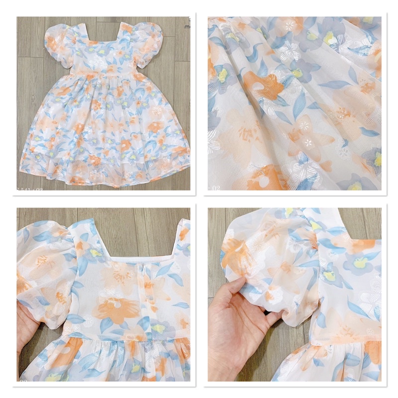 Đầm Melisa hoa tay phồng cho bé gái