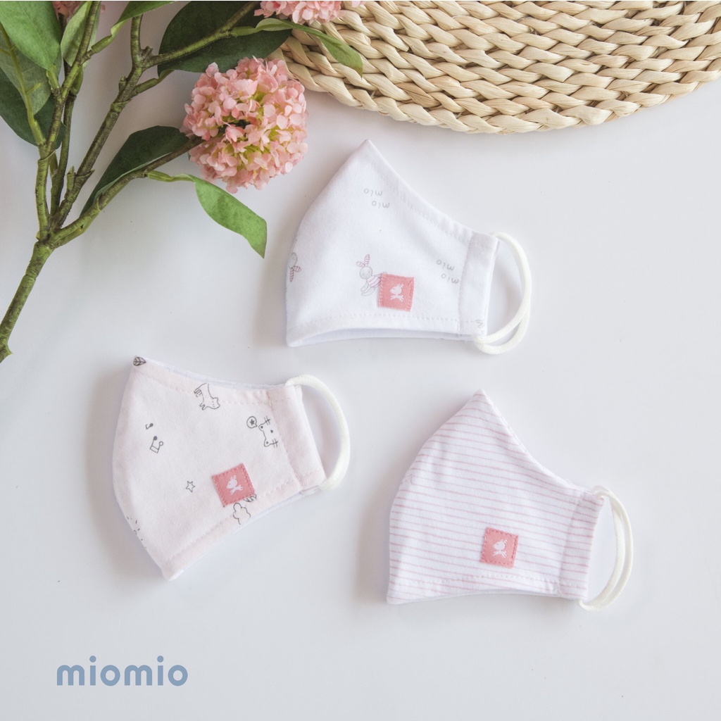 Khẩu Trang Vải Cho Bé Sơ Sinh MIOMIO (3 Cái),Chất Liệu 100% Cotton,  In Thỏ - Sọc - Mèo Mây