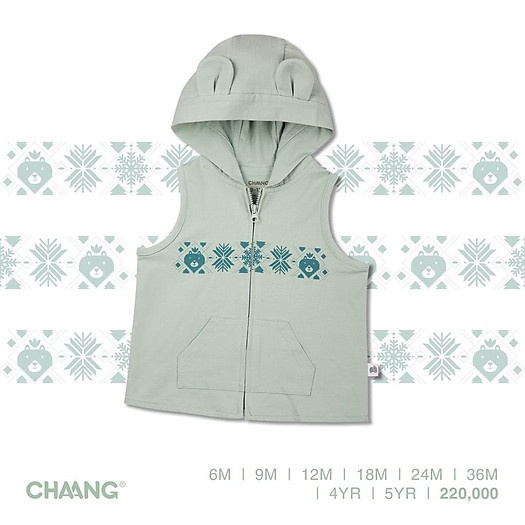 Áo Gile Thu Đông Bé Trai, Bé Gái, Ghile Có Mũ Tai Gấu Snow Hồng, Snow Xanh CHAANG 3M-24M