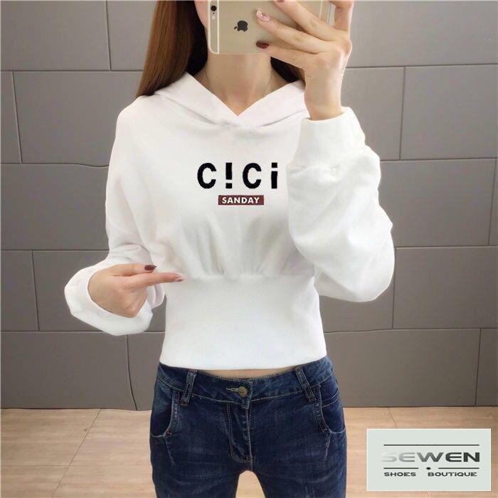 Áo Sweatshirt Mỏng / Dày Chui Đầu Có Mũ Trùm Đầu Dáng Ngắn In Họa Tiết Thời Trang Thu Đông Cho Nữ 2022