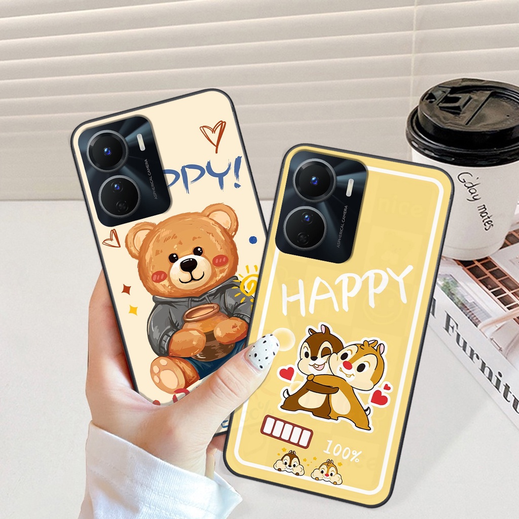 Ốp Vivo Y16 in hình gấu vịt caro nhiều màu sắc ngộ nghĩnh dễ thương