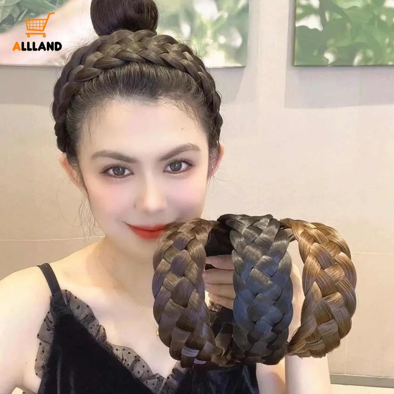 Cài Tóc Giả Thắt Bím / Băng Đô Bản Rộng Phong Cách Ngọt Ngào