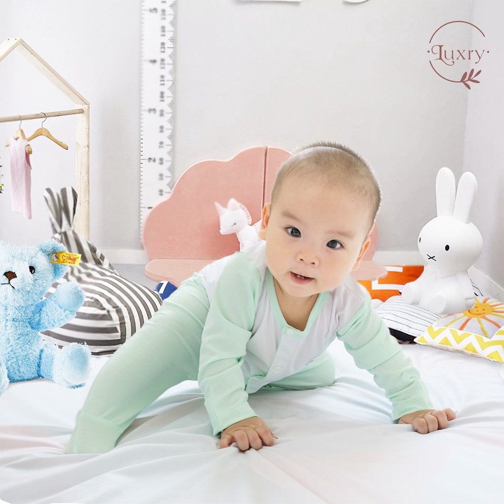 Body liền thân chất liệu vải sợi tre nhà Luxry cho bé từ sơ sinh đến 12 tháng
