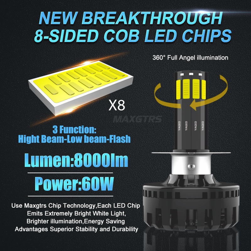 Đèn Pha LED 1X Flash 60W H4 HS1 H6 BA20D DC 11V-60V 8000LM AC12V Chuyên Dụng Cho Xe Mô Tô