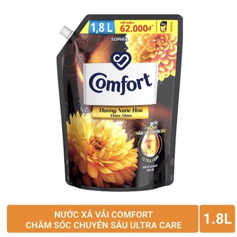 Nước Xả Vải Comfort Hương Nước Hoa Thiên Nhiên Túi 1,8L