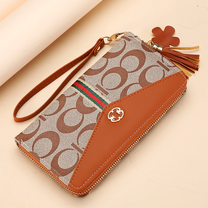 IELGY Ví Dài Hai Lớp Có Khóa Kéo In Họa Tiết Thời Trang Cho Nữ