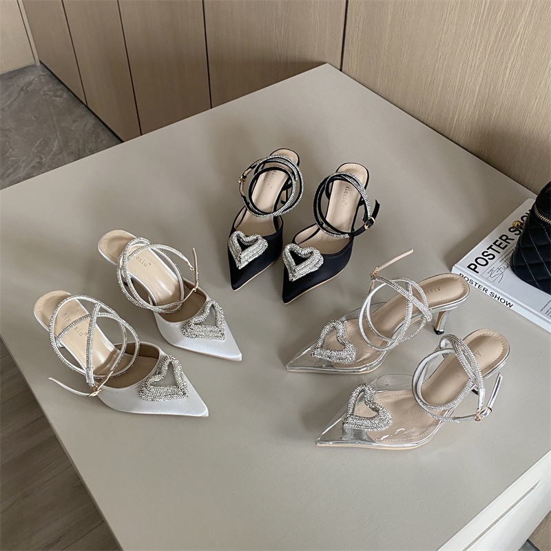 Giày Cao Gót Mũi Nhọn Đính Đá Thời Trang Âu Mỹ 2023 Cho Nữ