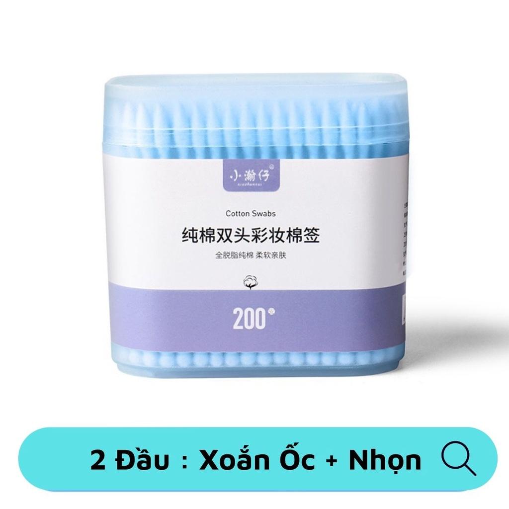 Hộp 200 Chiếc Tăm Bông Ngoáy Tai 2 Đầu -  Tăm bông Ngoáy Tai 2 Đầu Cao Cấp Kháng Khuẩn Mềm Mịn
