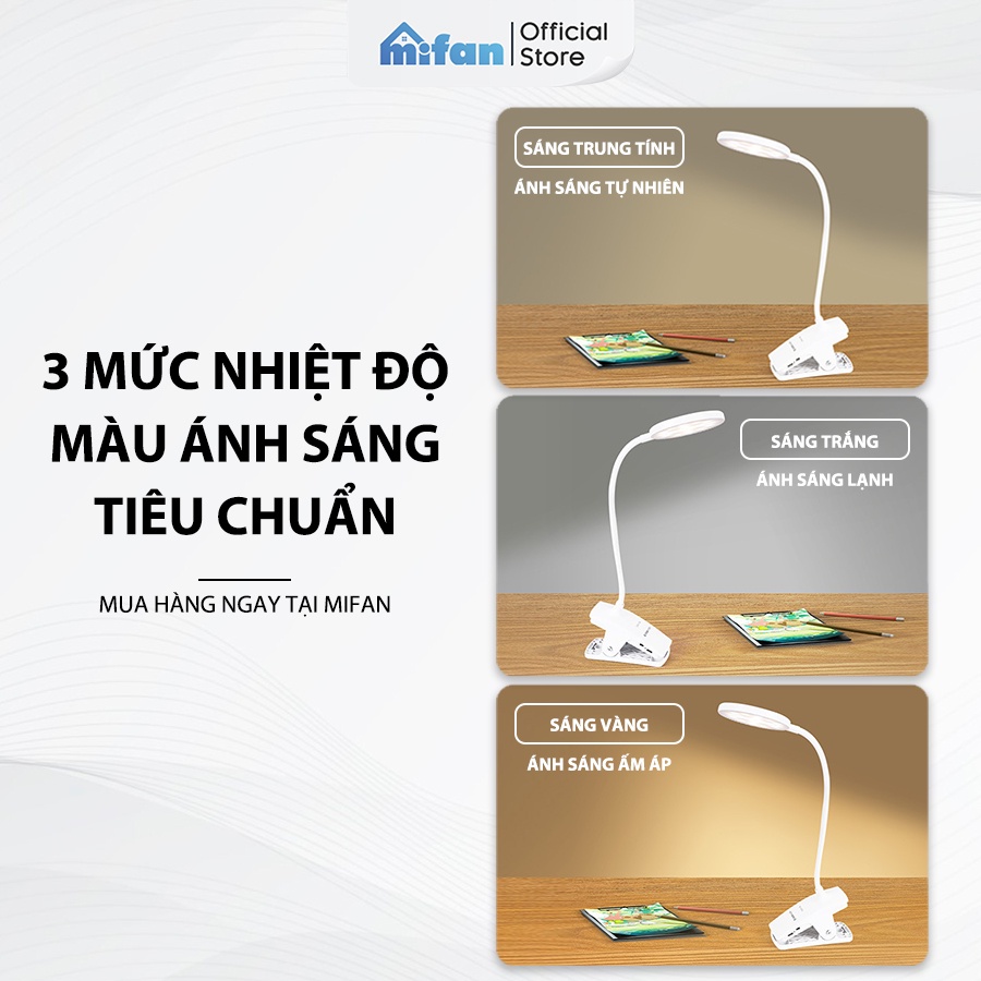 Đèn học để bàn chống cận tích điện Weidasi WD-6062 - Đế kẹp tiện lợi, Ánh sáng bảo vệ mắt chống cận thị