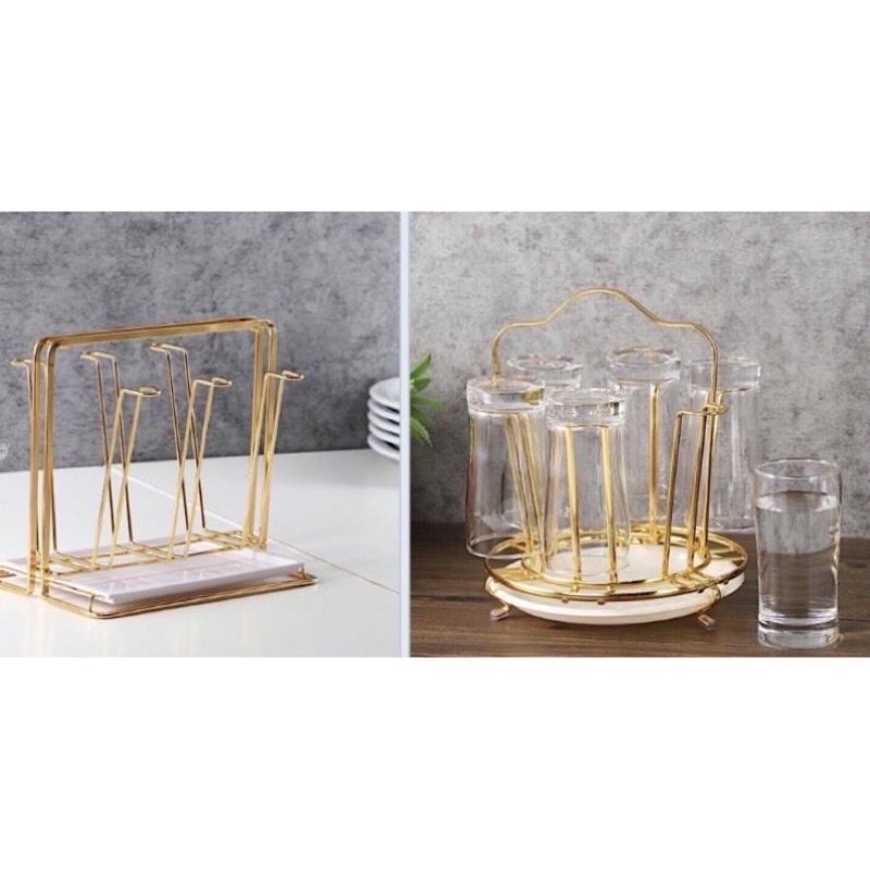 Khay Cắm Cốc inox 304 Mạ Vàng -Giá Úp Cốc Mạ Vàng Cao Cấp Phong Cách Á Châu Sang Trọng