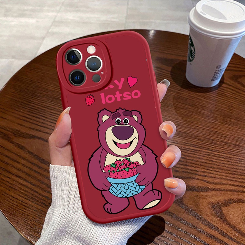 Ốp Điện Thoại Silicon Dẻo In Gấu Dâu Tây iPhone 11 12 Pro 13 14 Promax 14Plus 13Pro 12 / 13 Mini 6G 6P 7 / 8G 8Plus SE x xr xsmax