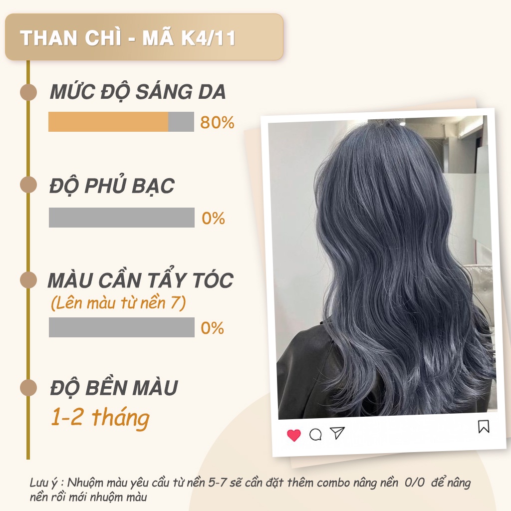 Combo màu THAN CHÌ màu nhuộm KamiLD màu thời trang hottrend KHÔNG CẦN TẨY,tự nhuộm tại nhà