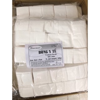 Bông gòn miếng 6x6cm Bảo Thạch 500gram - Bông y tế Bảo Thạch, Gòn y tế, Gòn cắt miếng