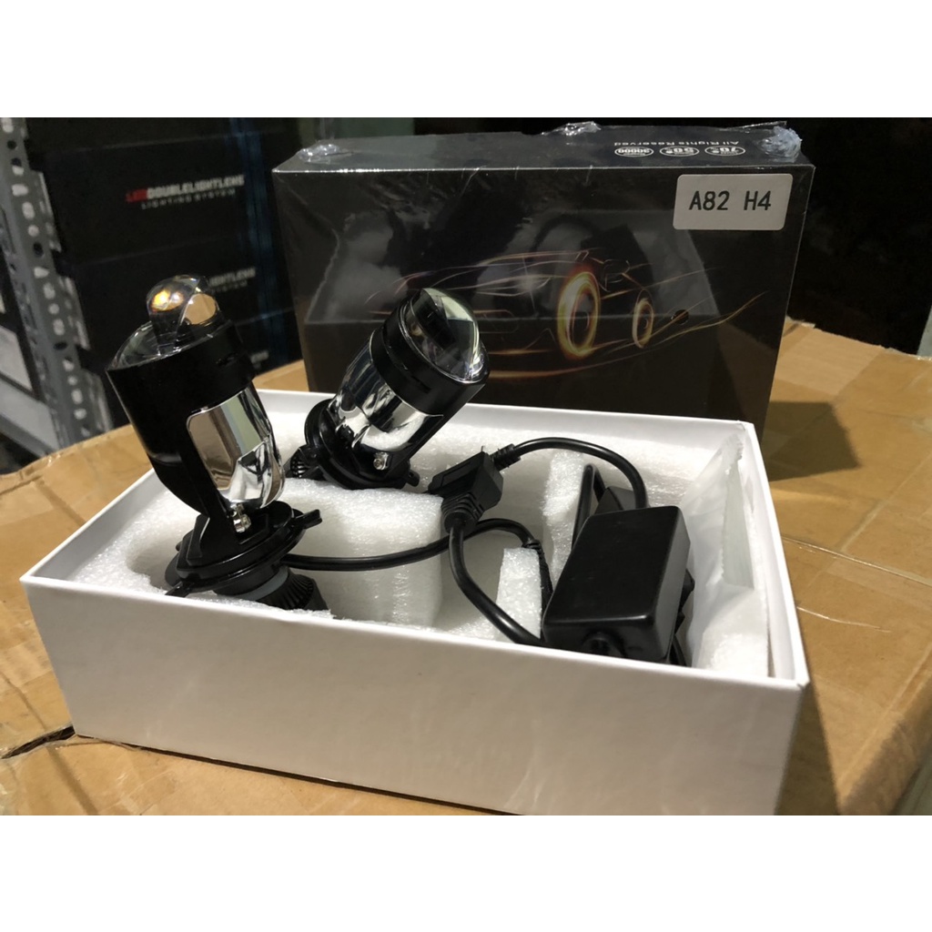 Đèn pha mini gương cầu A82 chân H4