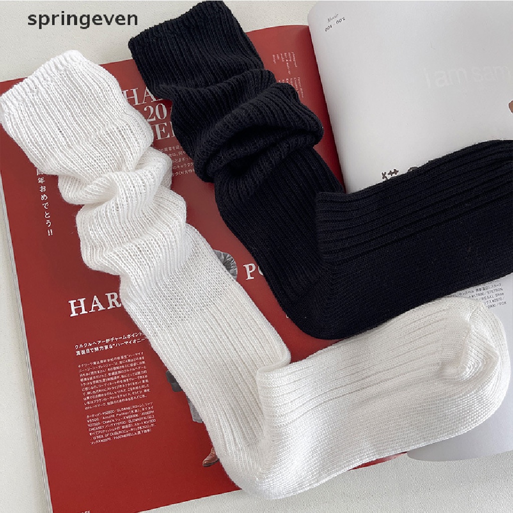 1 Đôi Vớ Cotton Dài Màu Trơn Thời Trang Harajuku Đường Phố Dành Cho Nữ